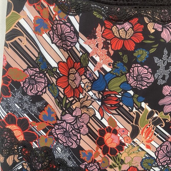 Foxiedox Boston Proper Red Black Lace Floral One Shoulder Mini Dress Size 12 - Picture 4 of 13